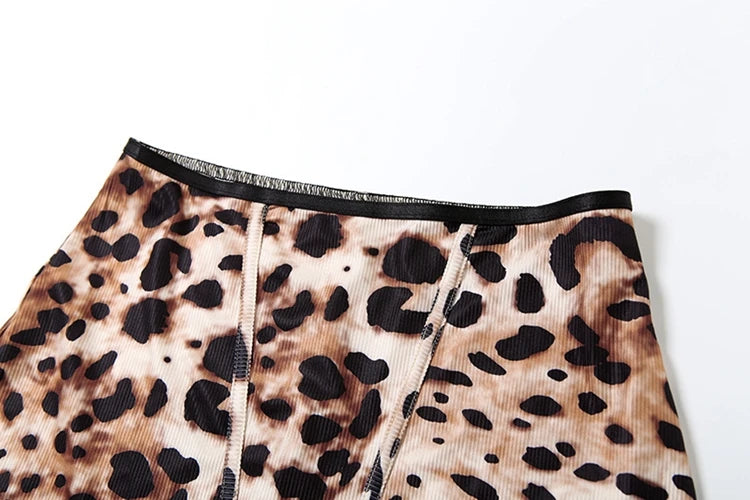 STYLISH LADY Leopard Printed Sports 2 Piece Set Women Strap Crop Bra and Shorts Suits 2025 Summer Sexy Club Street Outfits