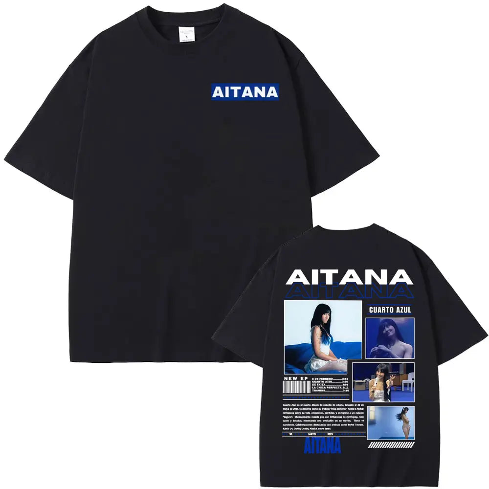 Singer Aitana Cuarto Azul Tour Graphic T Shirts Men Women Fashion Aesthetic Short Sleeve T-shirt Cotton Casual Oversized T Shirt