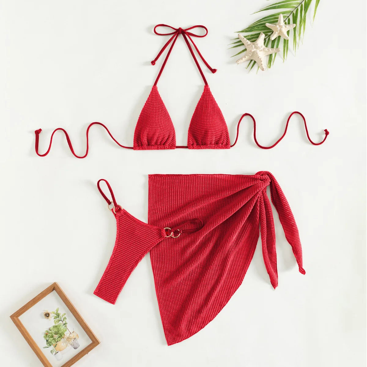Sexy Brown Bikini Set 2024 Women Halter Push Up Bra Skirt 3 Piece Swimsuit Summer Bathing Suit Cover Up Thong Swimwear Biquini