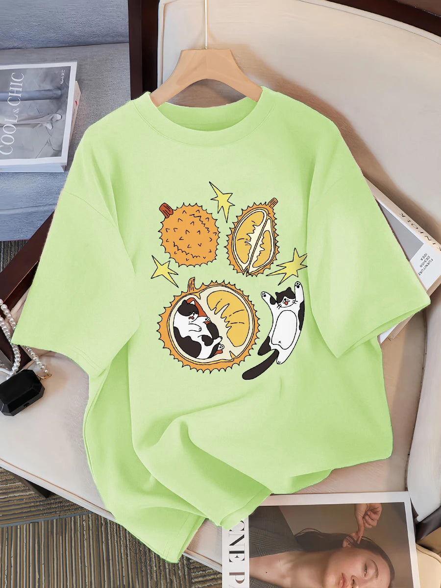 Real Fresh Cherry Fruit Cup Design Tee Shirts Female Comfortable Cotton T Shirt Fashion Casual Clothes Soft Street Short Sleeve
