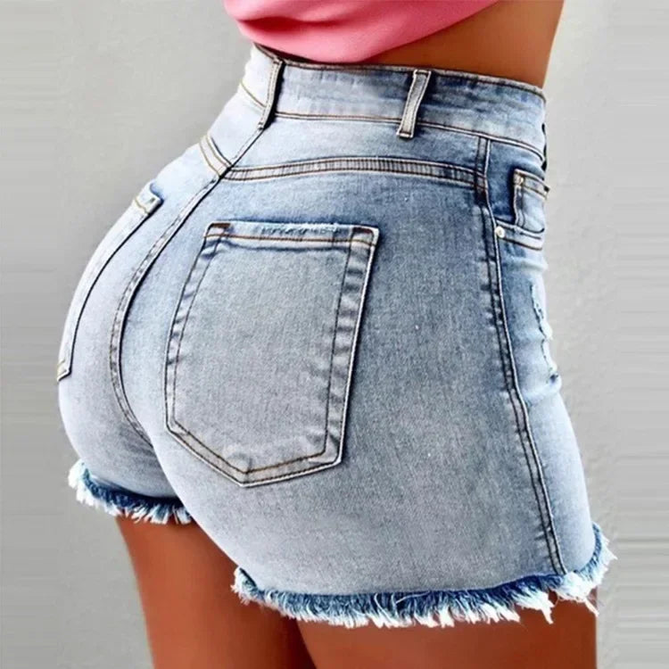 High Waist Hot Pants Women's Jeans Available in Multiple Colors Women's jeans Stretch Shorts Stretch Tassel Distressed
