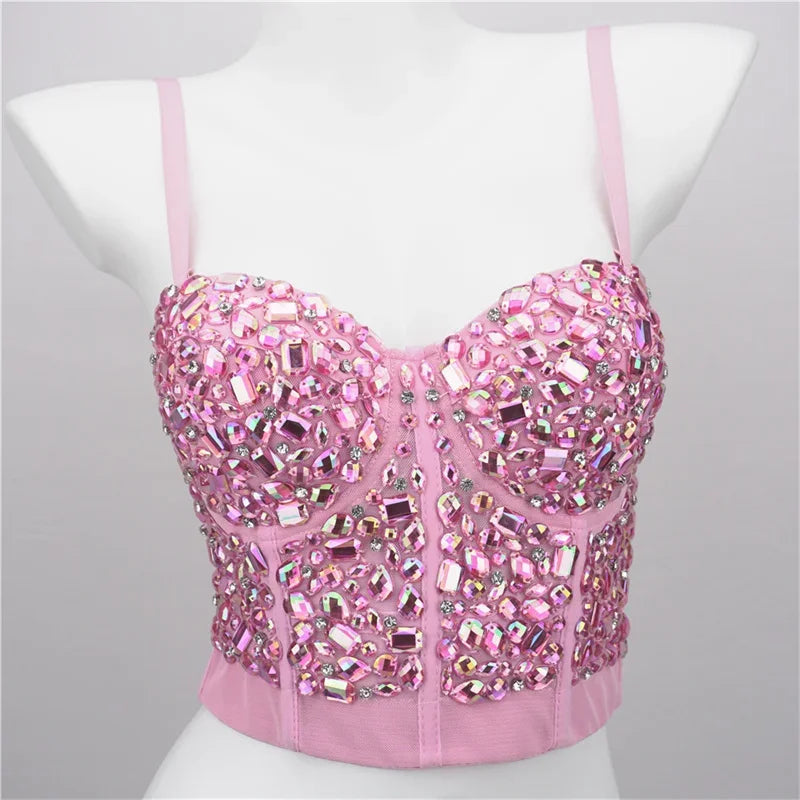 Bling Rhinestone Corset, Luxury Woman Clothes