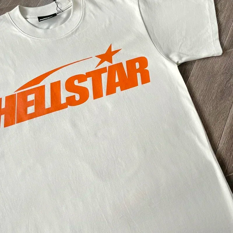 HS Gel Sport Logo Cotton wash short sleeve T-shirt European and American fashion