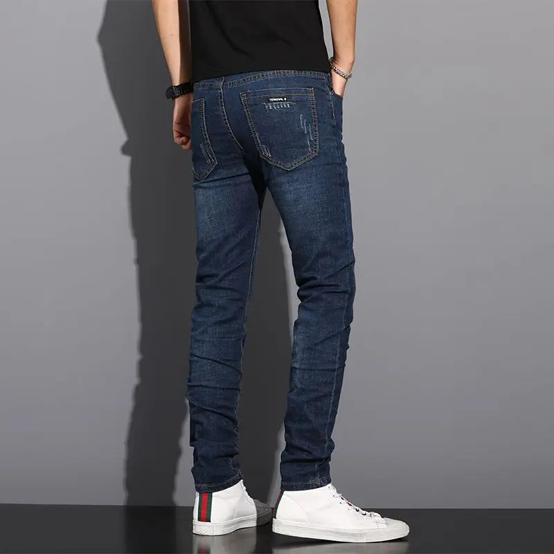 2025 Summer Thin Jeans Men's Korean Edition Fashion Trend Straight Leg Shorts Embroidered Cowboy Pants Black Blue Grey