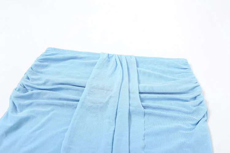 Weird Puss See Through Women 2 Piece Set Y2K Halter Swing Collar Seashell Tank Tops+Ruched Waist Maxi Skirts Midnight Clubwear