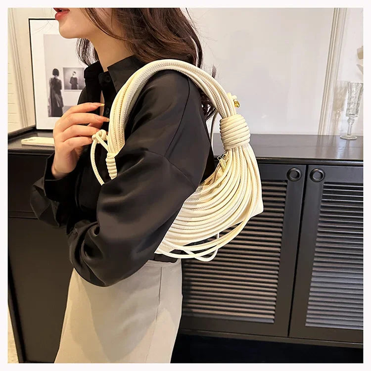 2025 Trendy! Women's Multicolored Woven Knot Handbag - Stylish Crossbody/Top Handle Bag | High-End Texture for Streetwear