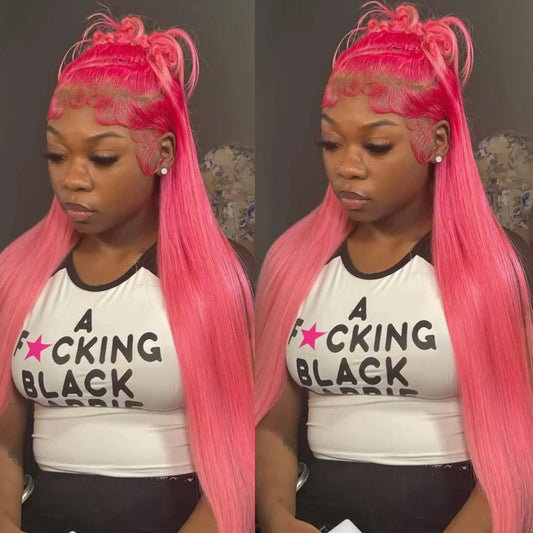 36 Inch Light Pink Human Hair Pre Plucked 13x4 HD Transparent Lace Front Wigs 100% Brazilian Straight Human Hair Wig For Women