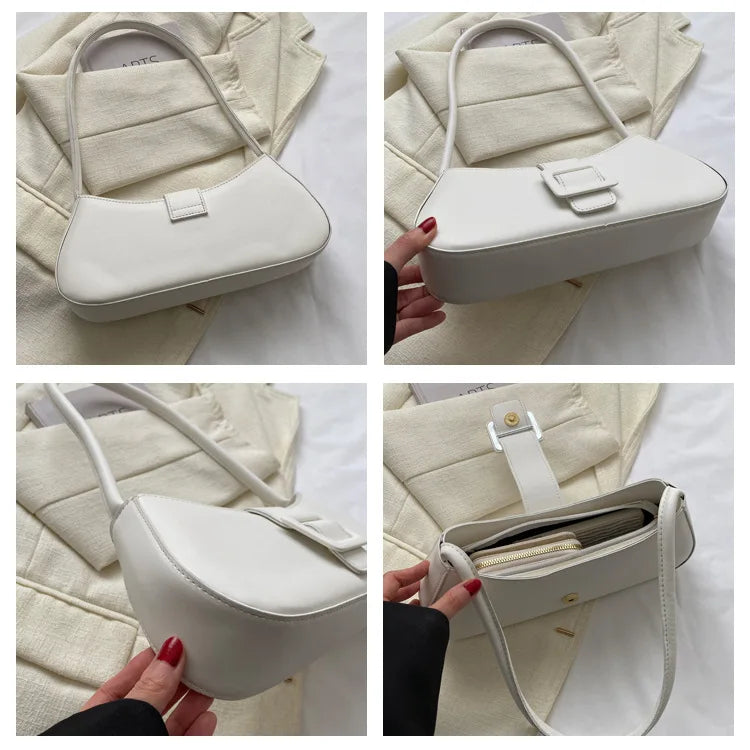Fashion Solid Women's Shoulder Bag Artificial Leather Square Underarm Bags Ladies Handbags For Daily Used and Gift