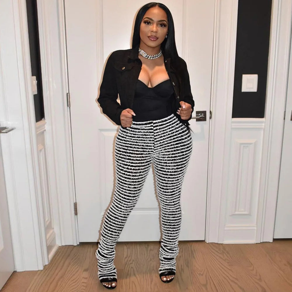 Color Block Stripes Pants Women High Waist Loose Sweatpants Women's Bodycon All-match Summer Trouseres For Female 2023