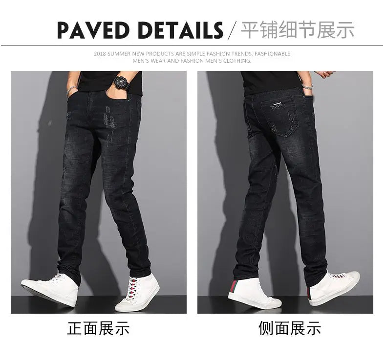 2025 Summer Thin Jeans Men's Korean Edition Fashion Trend Straight Leg Shorts Embroidered Cowboy Pants Black Blue Grey