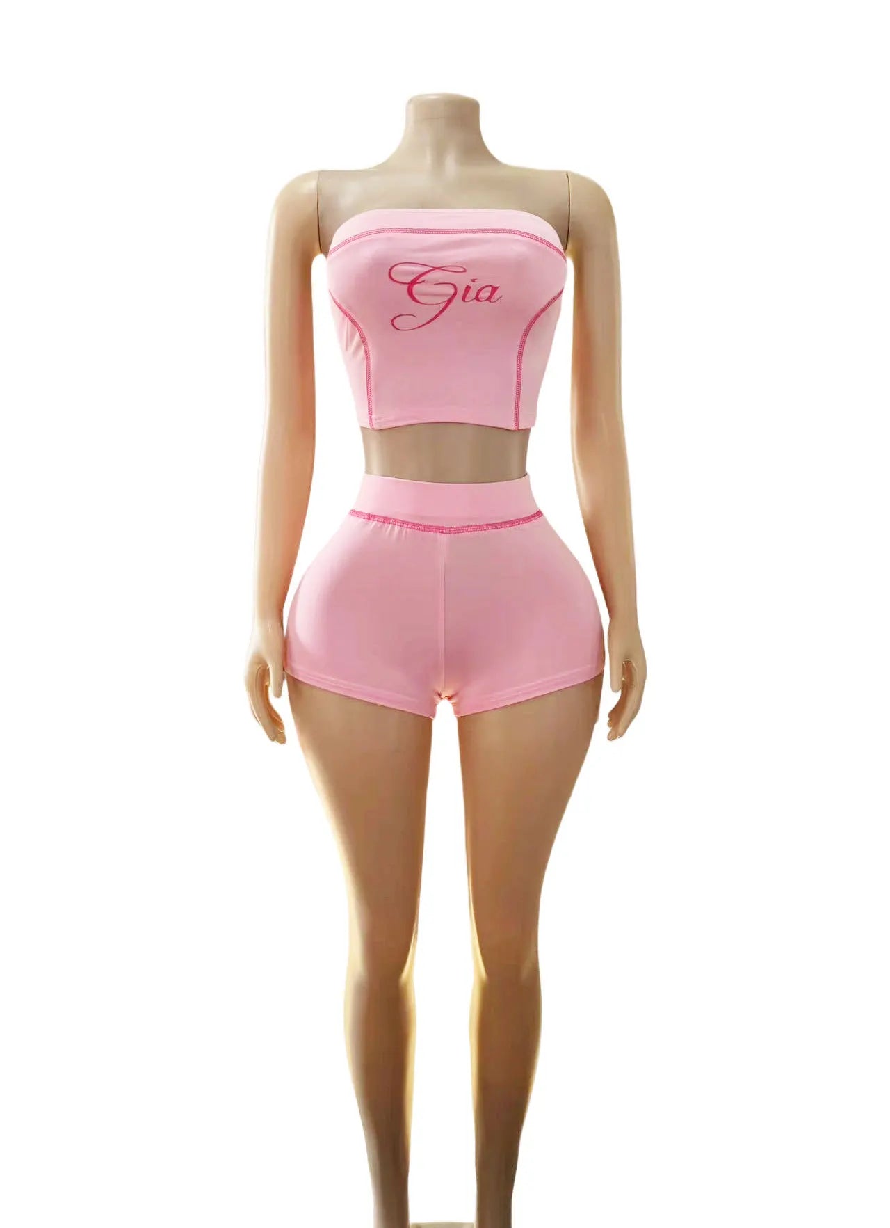 HLJ&GG Y2K Sexy Letter Print Two Piece Sets Women Off Shoulder Backless Slim Crop Top And Shorts Outfits Fashion 2pcs Streetwear