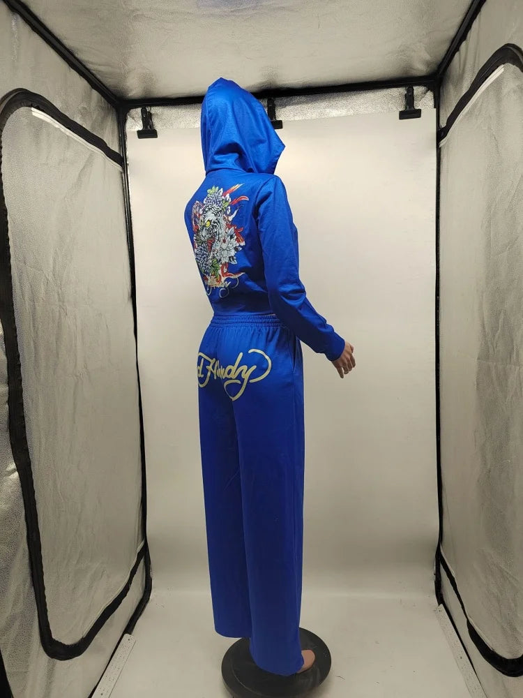 Sisterlinda Spring Release Junior Ankle-Length Sexy High Street Pants Suit M25S65380 Girl Knit Leopard Slim Fit Hooded Coat Suit
