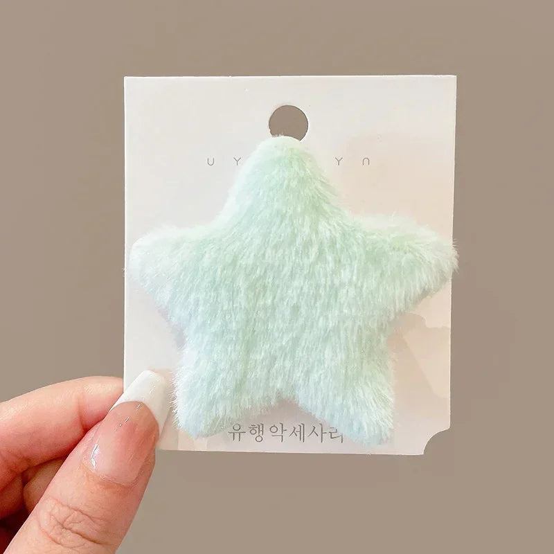 1/12pcs Plush Star Y2K Star Mini Star Hairpin Sweet Child Handmade Cute BB Pins Hairpin Headwear Hair Accessories Women Girls