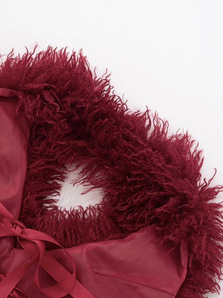 Weird Puss Sexy Fashion 2 Piece Set Women Plush Patchwork Halter Backless Camisole+Solid Skinny Pants Hottie Hipster Clubwear