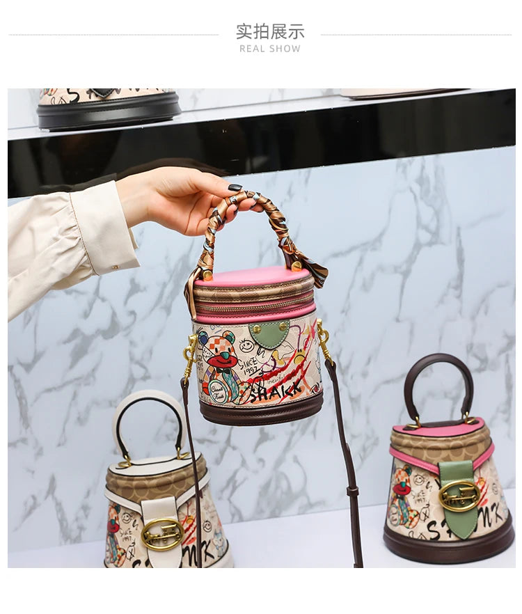 Women's handbag 2023 new fashion designer cylinder bag handbag single shoulder crossbody women's bag small bag