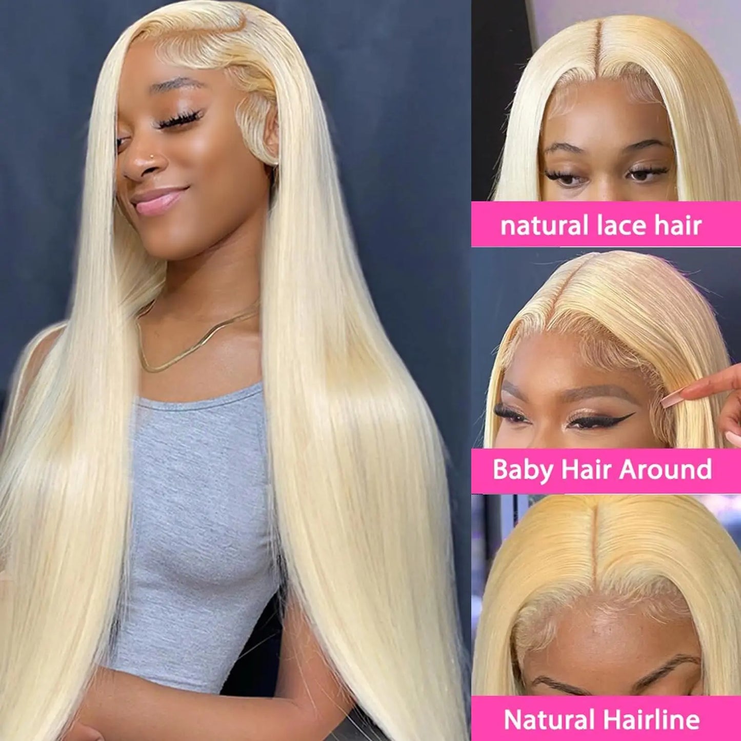 30Inch 13x6 Lace Front Human Hair 200 Density  613 Blonde Straight Lace Front Wig Human Hair Pre Plucked Blonde Wigs For Women