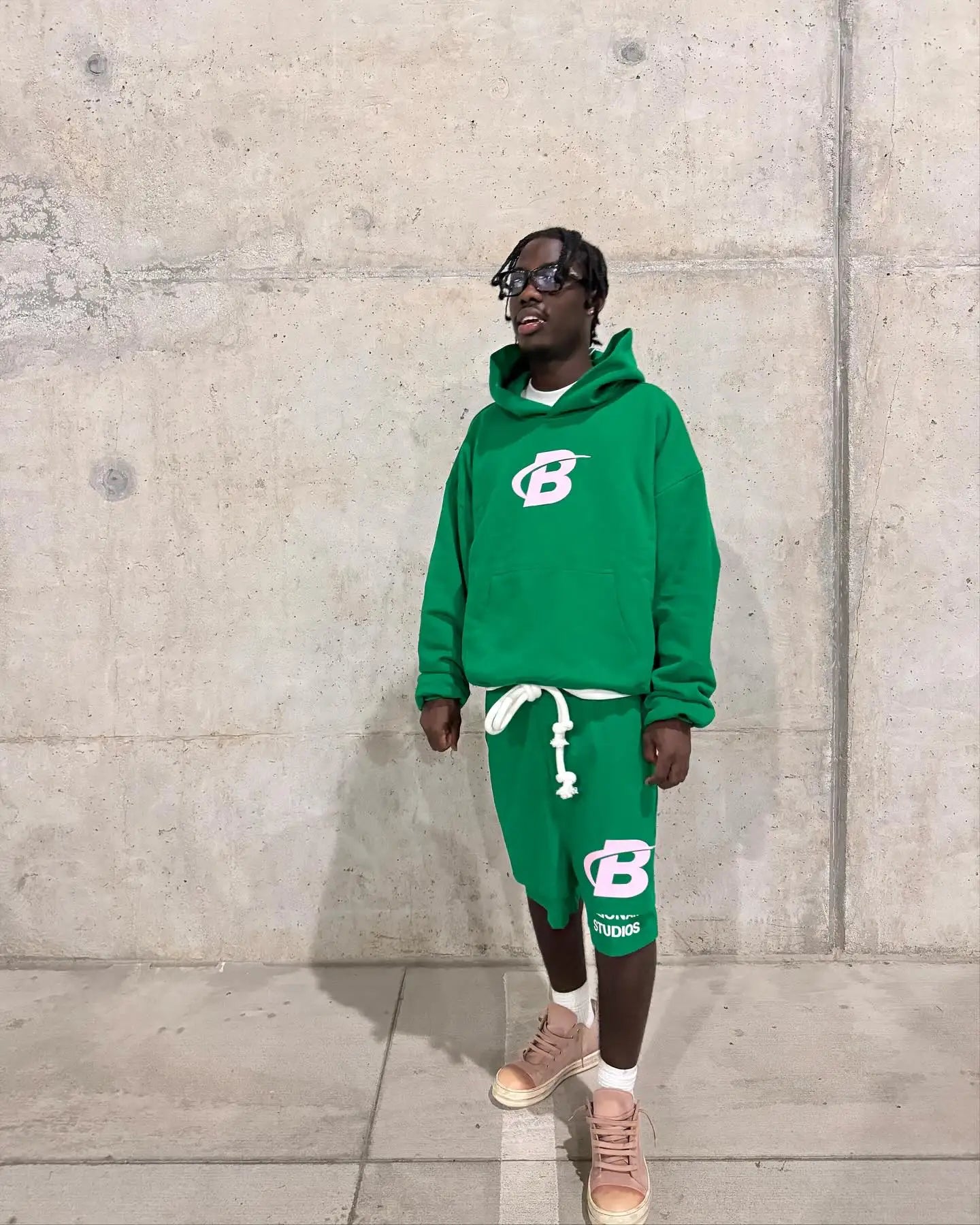 2024 Summer Letter B Print Trendy Tracksuit+sweatpants  Men Oversized Hoodies Sports Suit Loose Shorts Suit Clothes