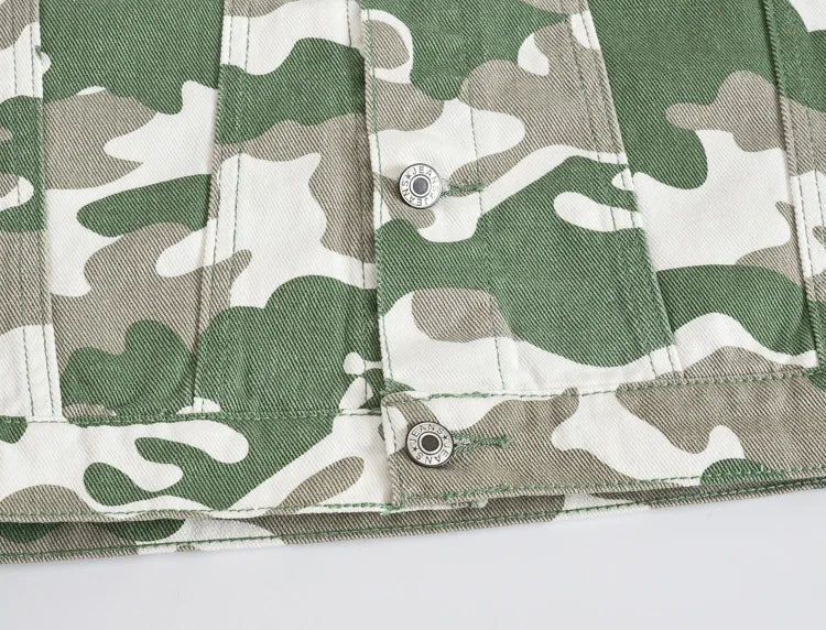 2025 New Men's Camouflage Printed Denim Jackets Spring Autumn Long Sleeve Lapel Button-up Casual Jean Coats Fashion Men Clothing