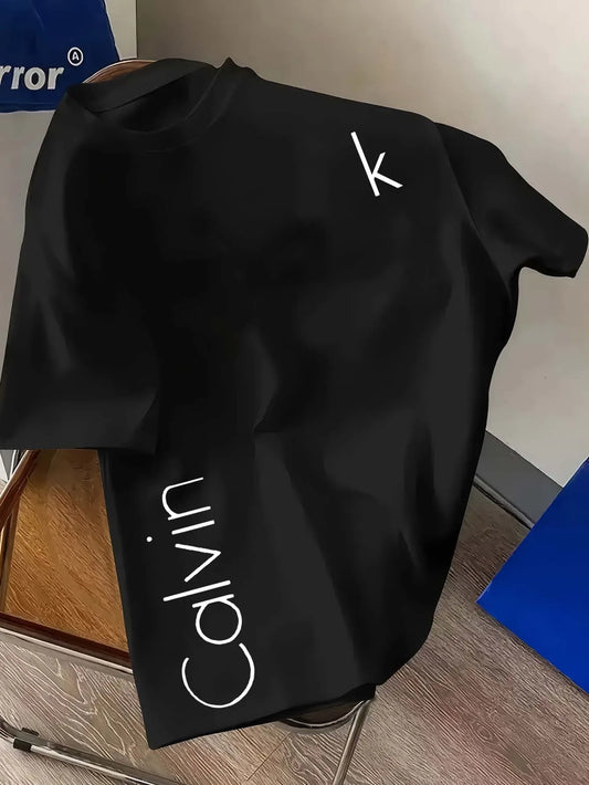 The latest CK letter creative mesh round-neck T-shirt with a fashionable positioning and printing in 2025 is a quick-drying garm