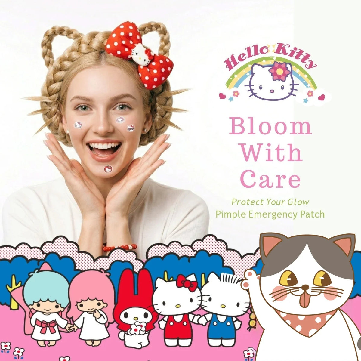 20/100PCS Hello Kitty Face Patches for Pimples, Hydrogel Blemish Stickers