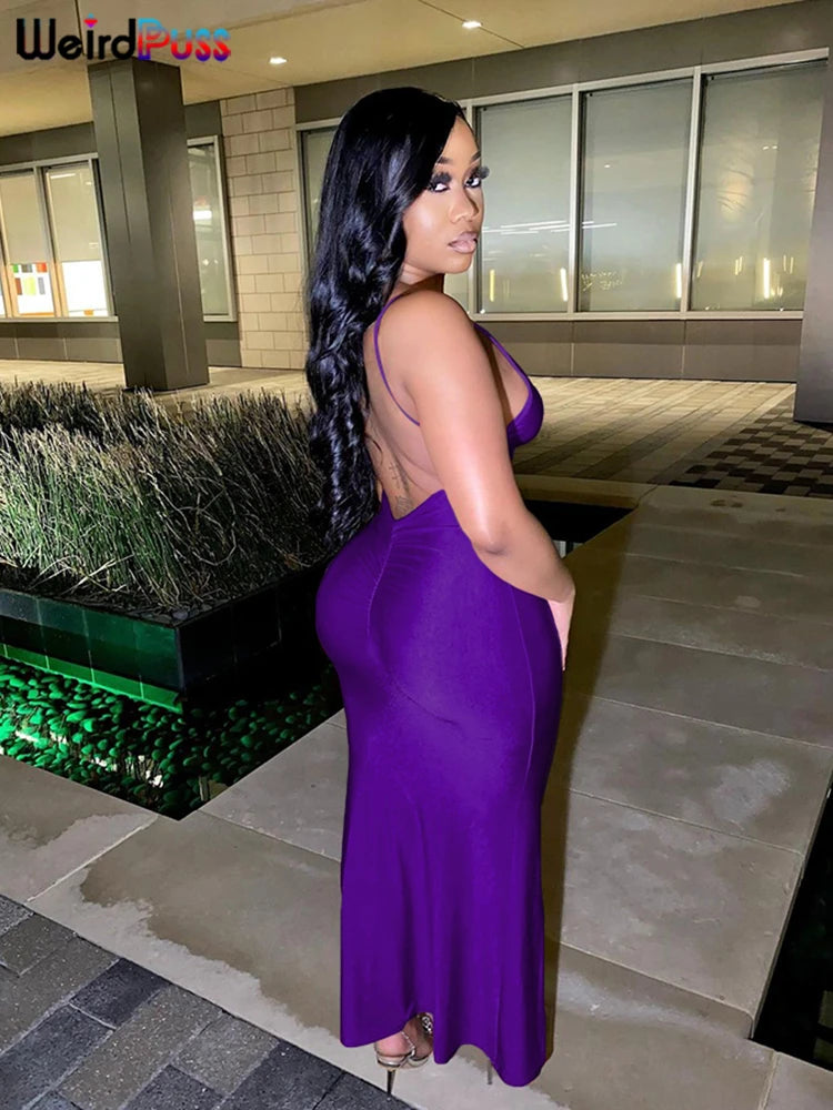 Backless V-Neck Mermaid Evening Maxi Dress — Women's Prom