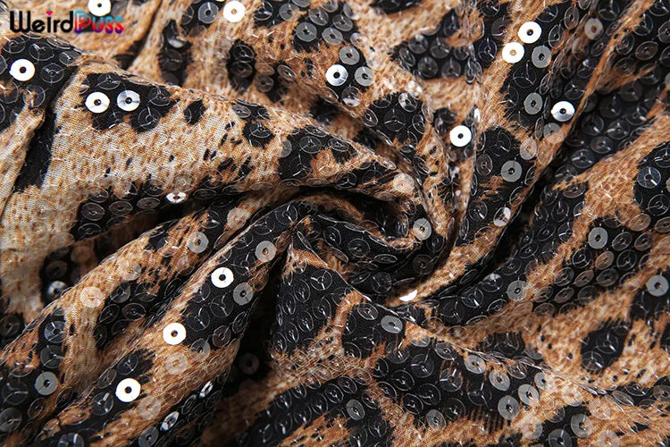 Weird Puss Leopard Print Mini Shorts Women Sequins Patchwork Wild Skinny Stretch Streetwear Autumn Midnight Sexy Trend Buttoms