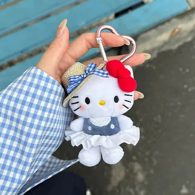 # Sanrio Hello Kitty Peripheral Doll Keychain Cute Fashion Sunglasses Kt Cat Keyring Backpack Plush Toy key chain Birthday Gifts