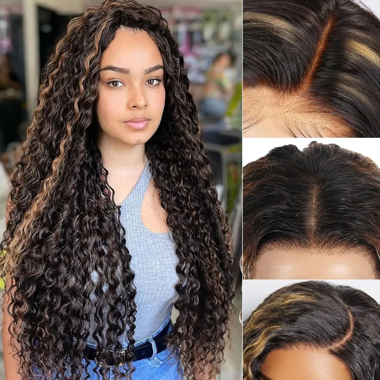 Varlea 200% Density 1B/30 Deep Wave Frontal Wig 13x6 Hd Lace Curly Wigs Water Wave Human Hair Wig 13x4 Highlight Wig Human Hair