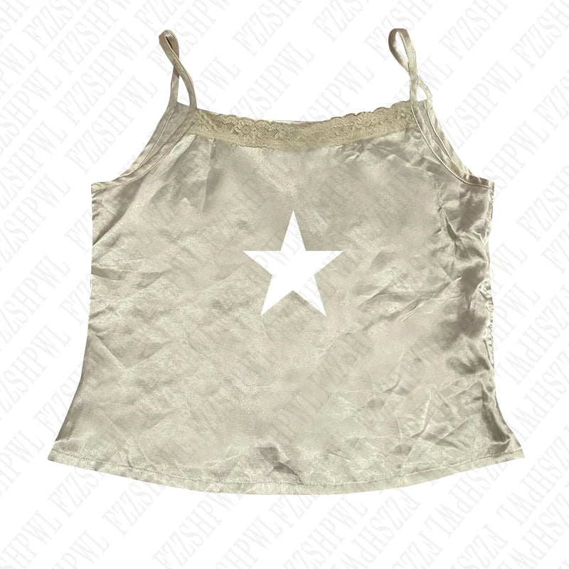 Gothic Star Print Streetwear Vintage Harajuku Punk Grunge Crop Top Casual Women's T-Shirt E-girl Baby Tee Slim Y2k Clothes