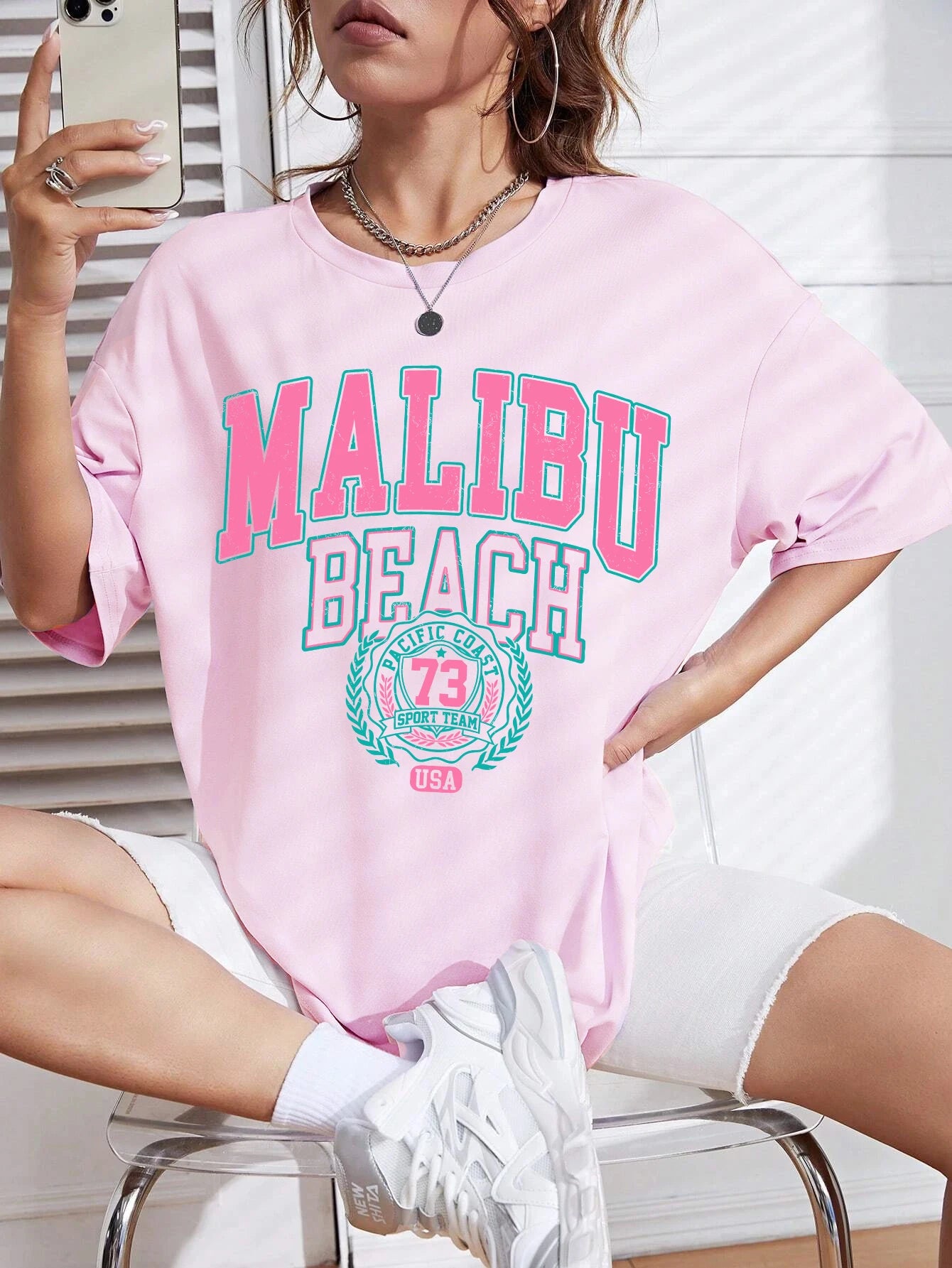 Malibu Beach Letter Print Print Womens T-Shirts Street Casual Tshirt Summer Brand Tee Clothing Hip Hop Breathable Tshirts Women