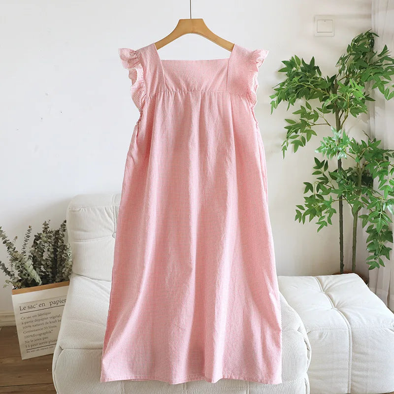 Cotton Nightgowns Night Dress For Woman Nightwear Nightie Sleeveless Pajamas Dress Summer Women's Sleepwear Nightdress
