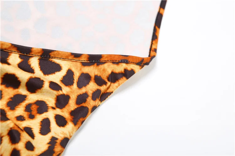 Weird Puss Backless Romper Women Halter Bandage Leopard Print Fit Tight Stretch Summer Sexy Hipster Activity Workout Playsuits