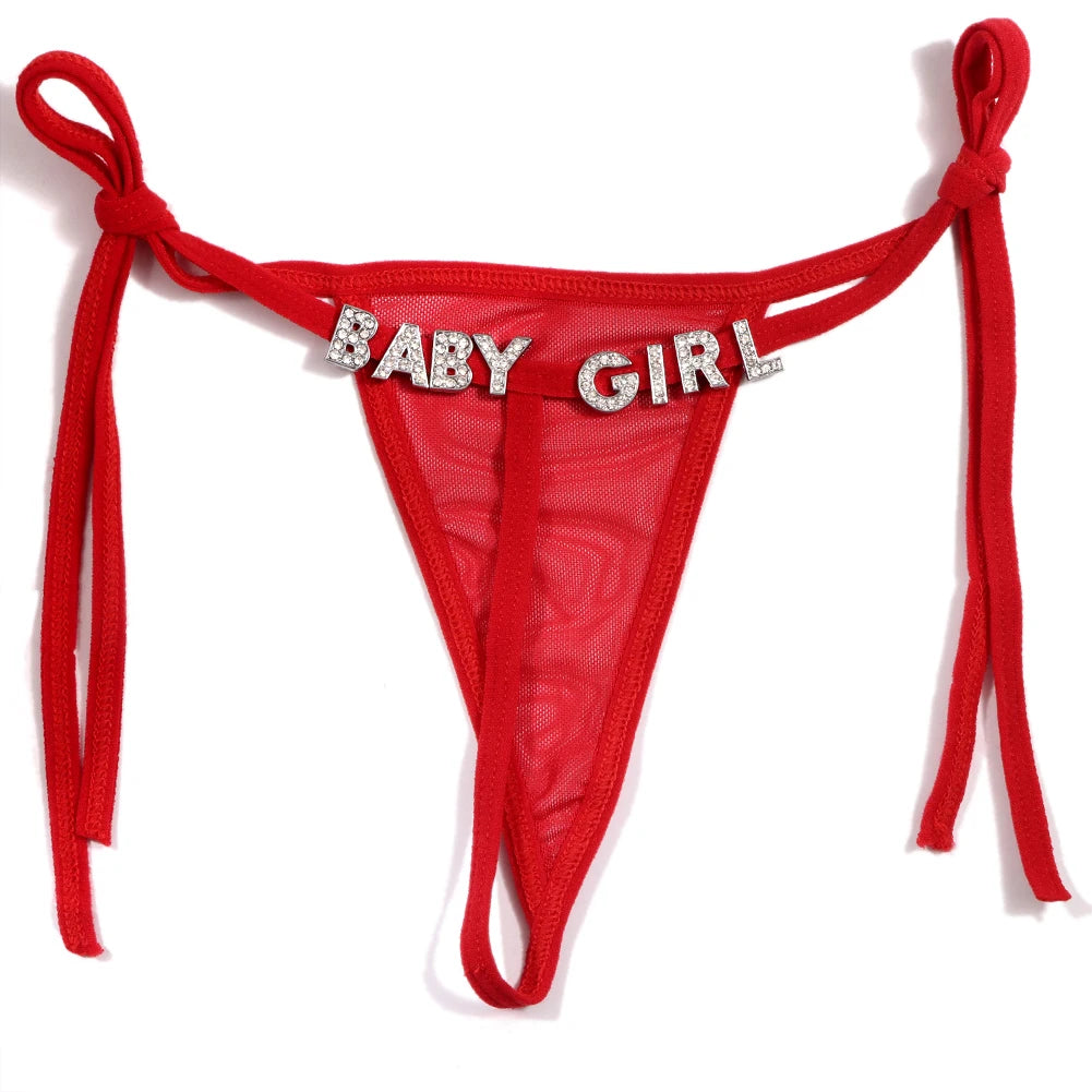 Sexy Lace G-string Thong Custom Underwear Name Letter Waist Chain Body Jewelry Personalized Crystal Letter Birthday Gift