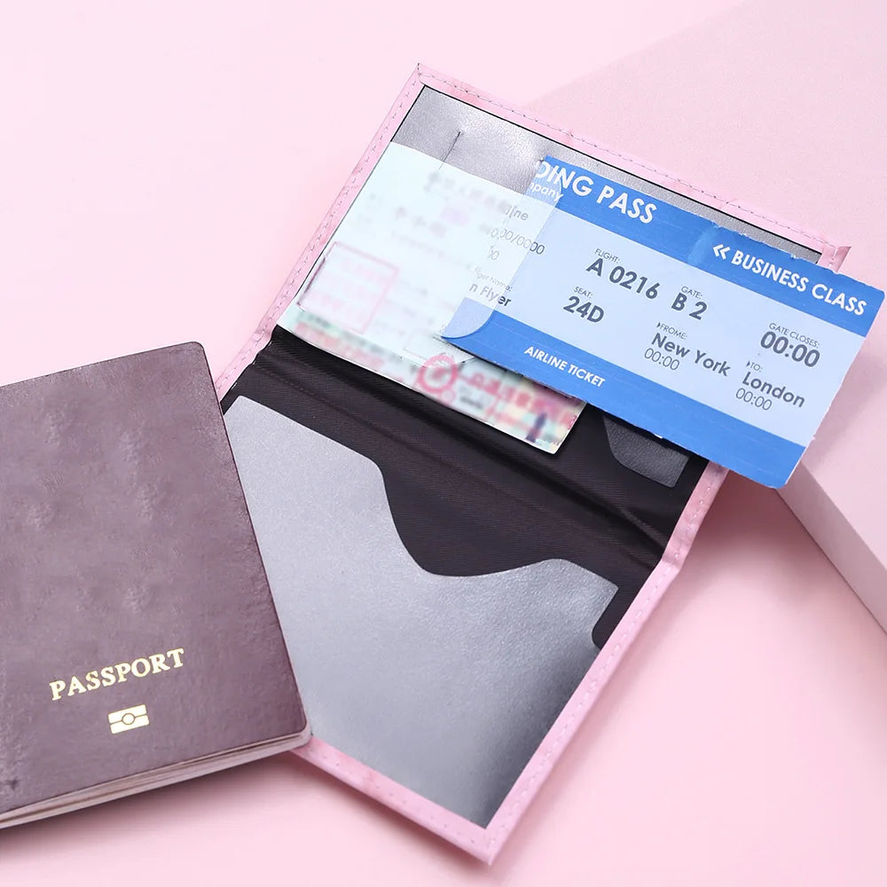 Women Cute Leather Passport Cover Air tickets For Cards Travel Passport Holder Wallet Case Travel  Accessory Credit Card Holder
