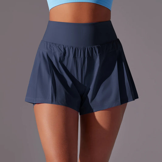 Women Gym Running Shorts Double Deck Quick Dry Gym Sport Shorts Fitness Jogging Workout Shorts With Pocket Sports Tight Short