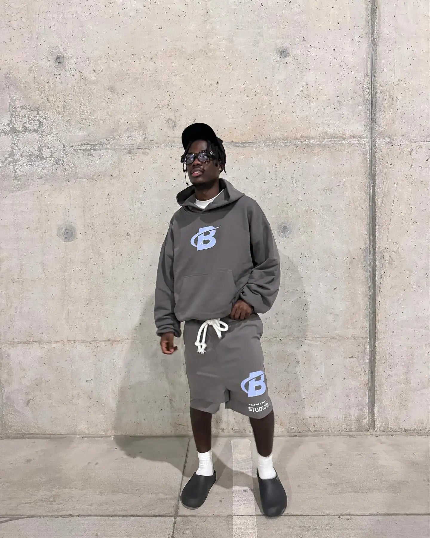 2024 Summer Letter B Print Trendy Tracksuit+sweatpants  Men Oversized Hoodies Sports Suit Loose Shorts Suit Clothes