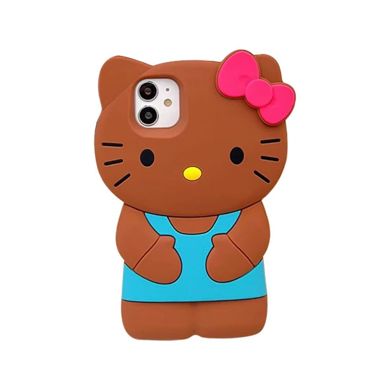 Sanrio 3D Cartoon Hello Kitty Bow Cute Phone Case For iPhone 17 16 15 14 13 12 Pro Max 11 Xs XR 7 8 Plus SE Soft Silicone Cover