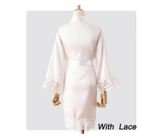 Summer Lace Sleepwear Bride&Bridemaid Wedding Robe Gown Solid Embroidery Kimono Bathrobe Women Casual Home Night Dress M L Xl