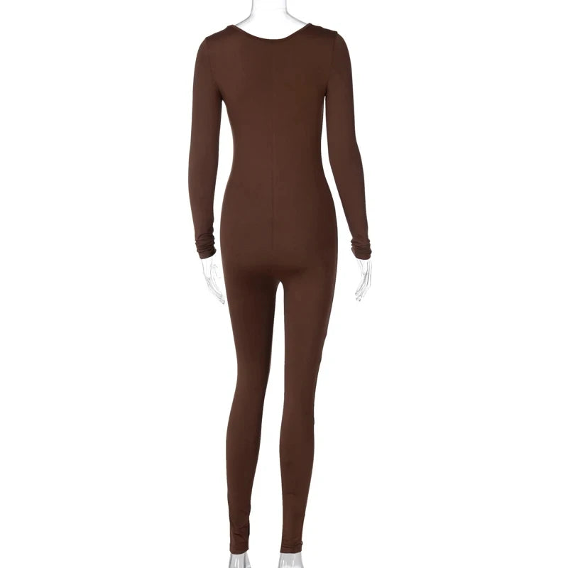 Dulzura Women 2024 Autumn Winter Long Sleeve Bodycon Streetwear Jumpsuit Overall One Piece Outfit Wholesale Items for Business
