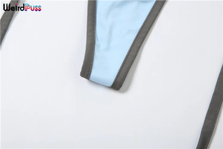 Weird Puss Beach Vacation 3Piece Set Women Letter Print Sexy Summer Bra+Bandage Briefs+Skirts Hipster Midnight Matching Clubwear