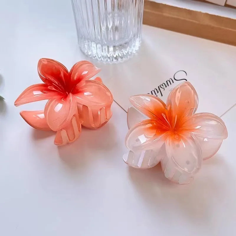 New Hawaiian Gradient Hair Clips Women Flower Hair Claws Shark Hairpins Vacation Beach Style Hairpins Hair Accessories