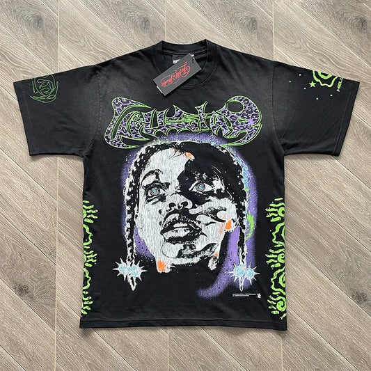 HS  Personalized letter portrait printed short sleeve T-shirt