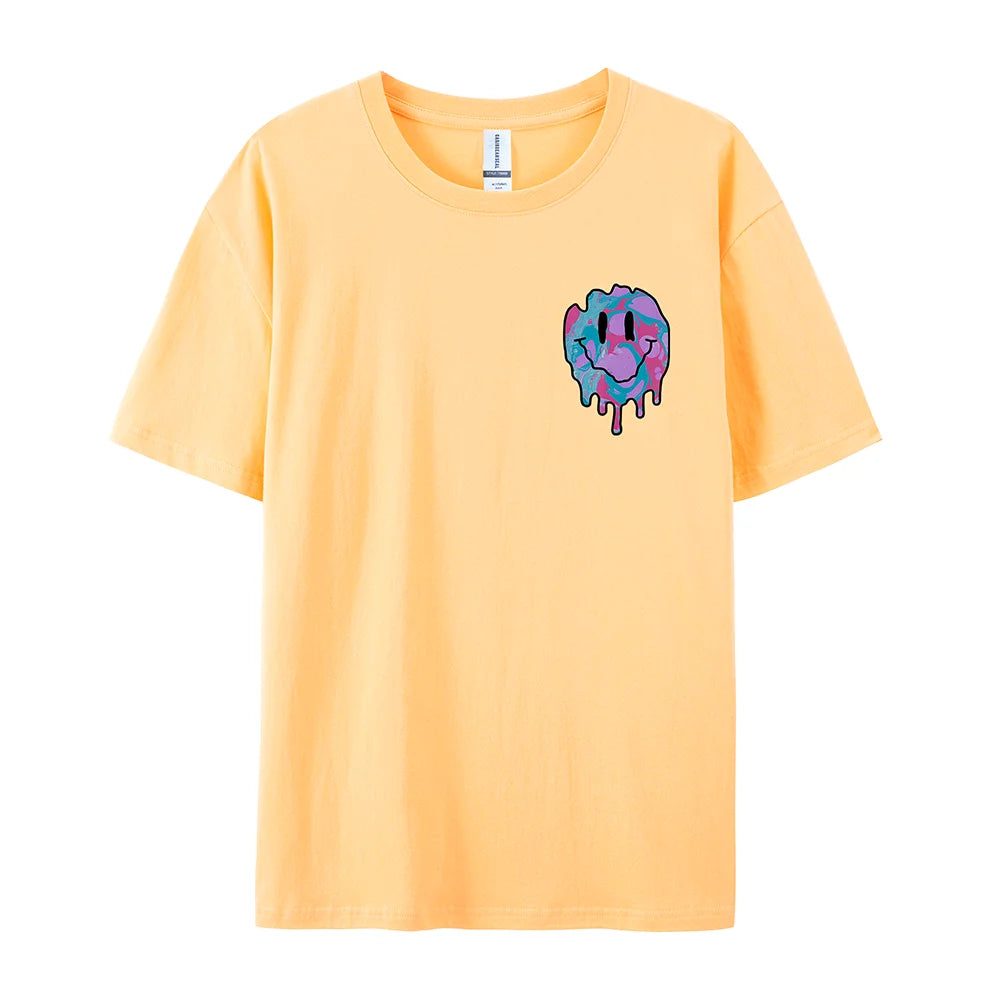 Funny Smile Face Print Female Tshirt Street Casual All Match T-Shirt Fashion Soft Clothes Hip Hop Breathable Tee Shirts Women