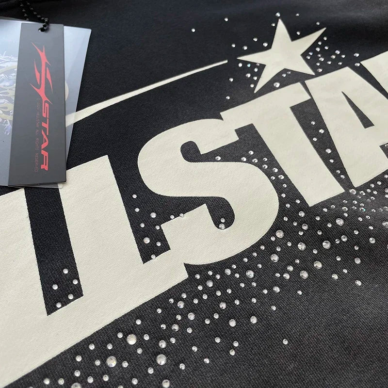 HS Wash water heavy diamond set casual hoodie