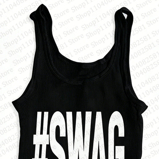 American fashion women's street vest Grunge Emo girl slim fit punk letter print cute crop top Y2k clothes Gothic baby top emo