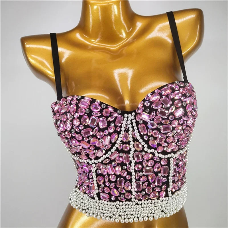 Bling Rhinestone Corset, Luxury Woman Clothes