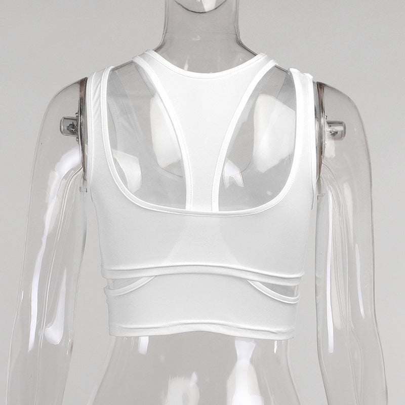 Sexy Tank Top Wrap Chest Hollow Out Halter Crop Tops Women Sleeveless Cropped Vest Camisole Tube Top Female