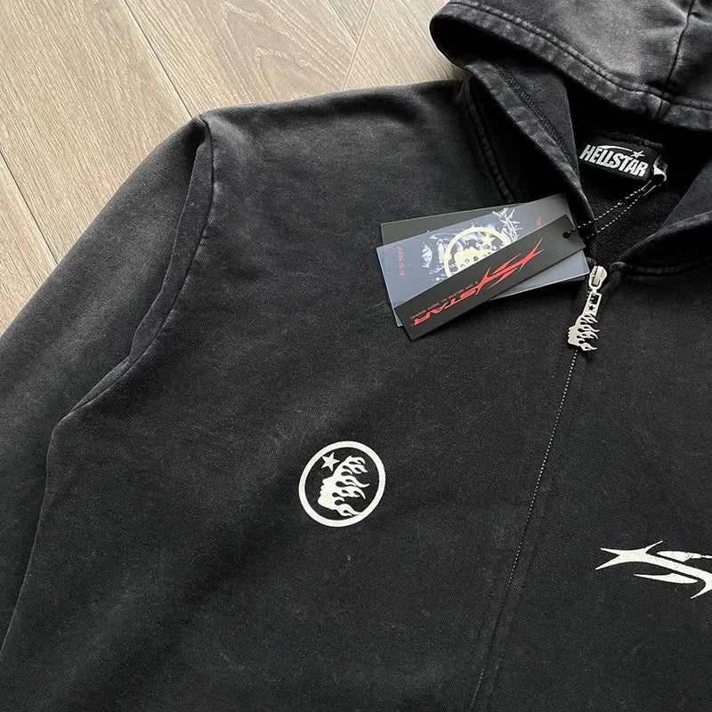 HS Cotton hoodie with zipper wash