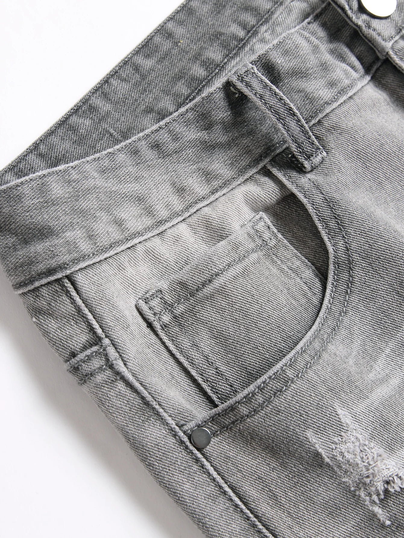 Denim Jeans Slim Fit Comfort Straight Leg Casual Mid Waist Denim Pants Grey Trousers Men Clothing