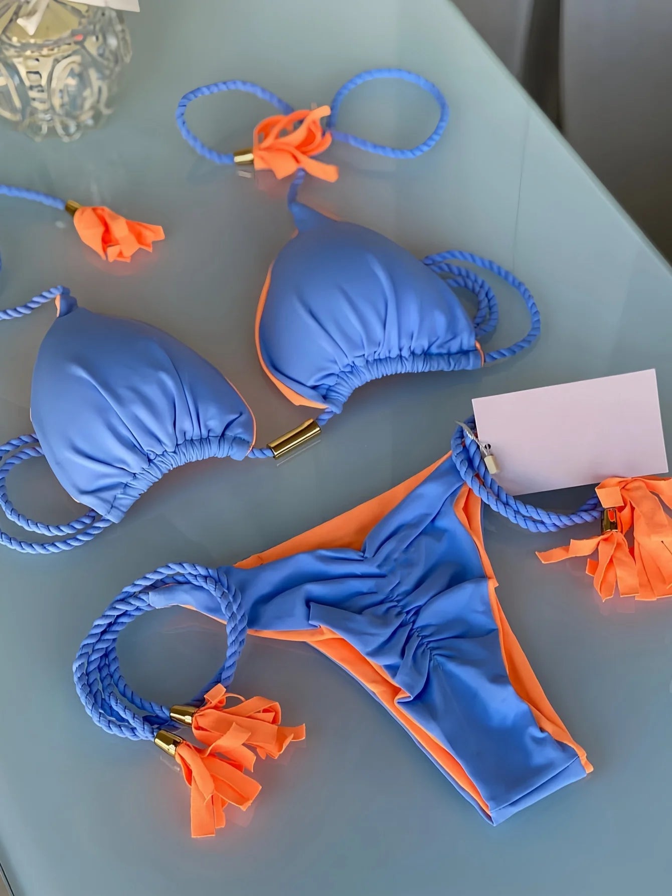 2025 New Sexy Beach Women's Swimsuit Braiding rope Bikinis Set Two-piece Triangle Swimwear Bathing Suit Brazilian Biquinis